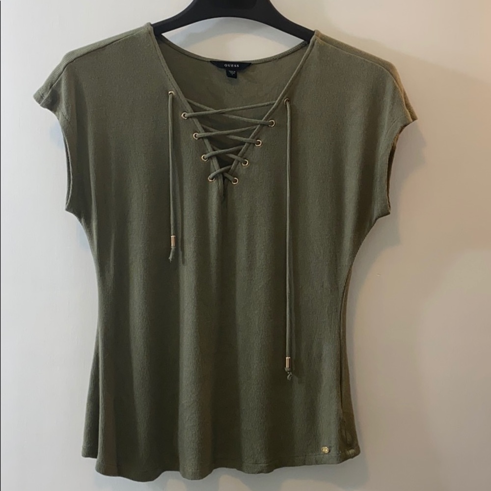 Guess Navy Green Shirt